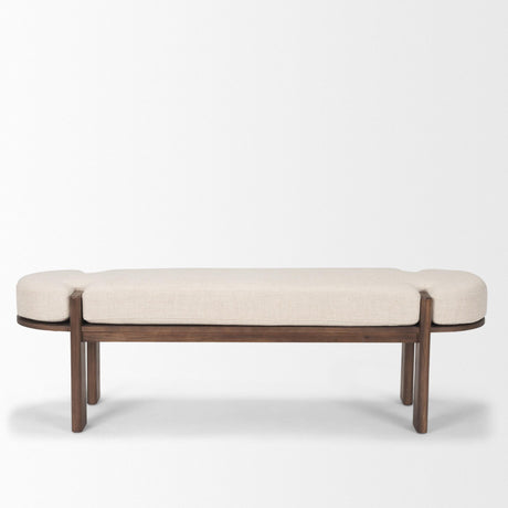 Mercana Sohan Dark Elm Wood w/ Oatmeal Fabric Bench