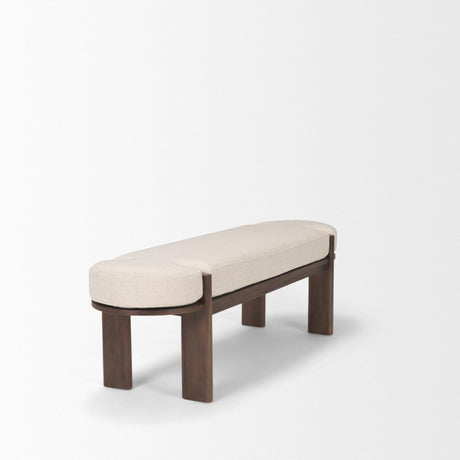 Mercana Sohan Dark Elm Wood w/ Oatmeal Fabric Bench