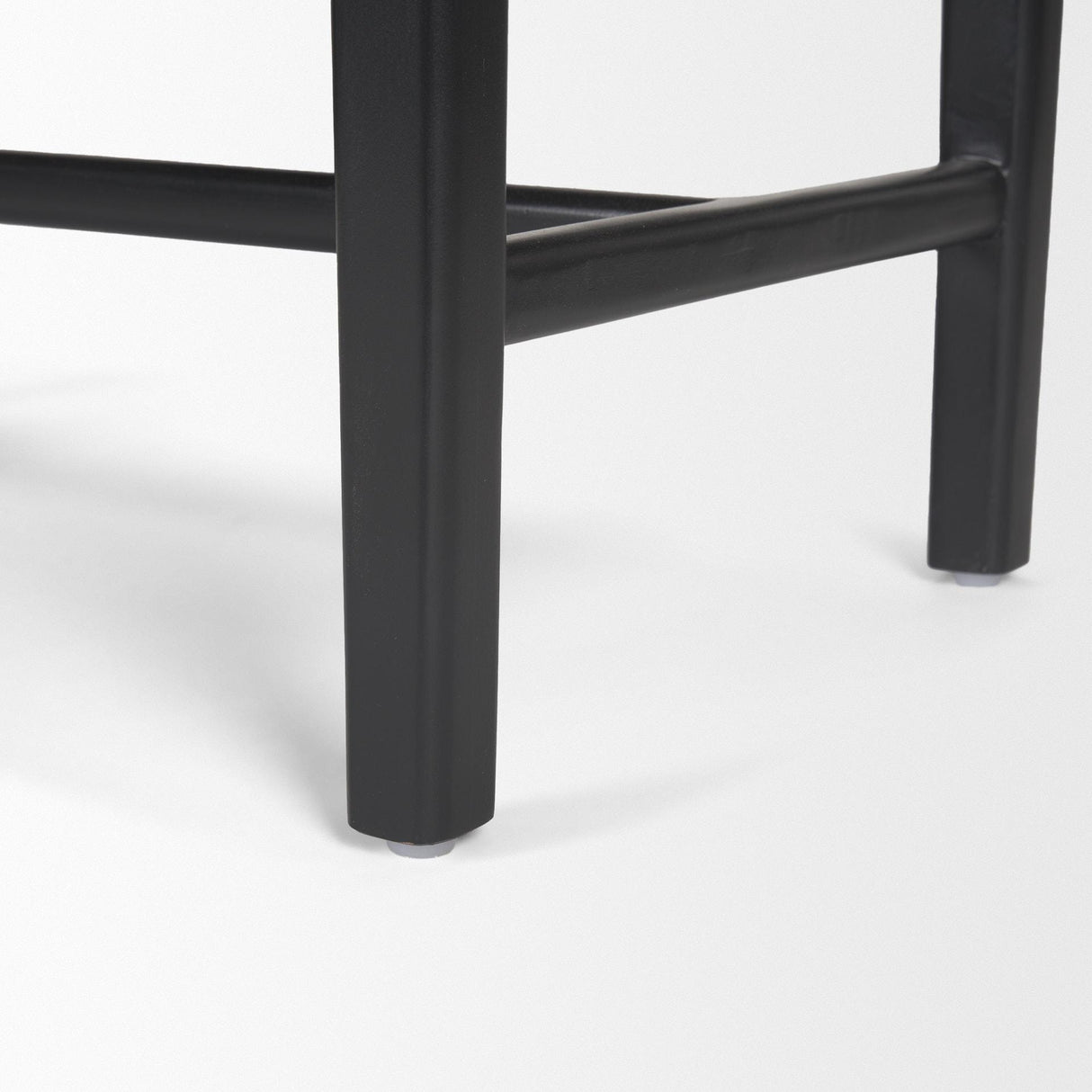 Mercana Shane Black Wood w/ Woven Black Leather Bench
