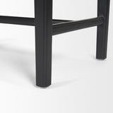 Mercana Shane Black Wood w/ Woven Black Leather Bench