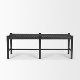 Mercana Shane Black Wood w/ Woven Black Leather Bench
