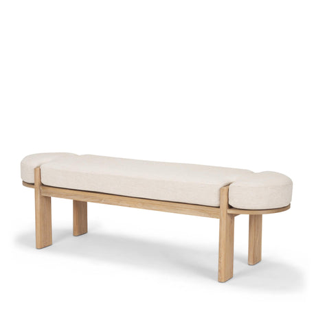 Mercana Sohan Light Brown Elm Wood w/ Oatmeal Fabric Bench