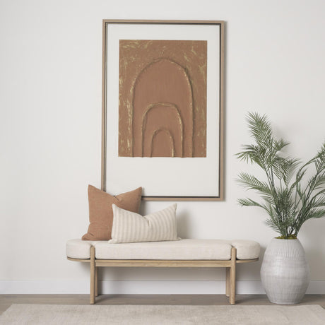 Mercana Sohan Light Brown Elm Wood w/ Oatmeal Fabric Bench