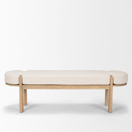 Mercana Sohan Light Brown Elm Wood w/ Oatmeal Fabric Bench