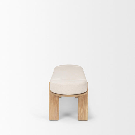 Mercana Sohan Light Brown Elm Wood w/ Oatmeal Fabric Bench