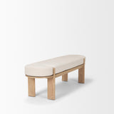 Mercana Sohan Light Brown Elm Wood w/ Oatmeal Fabric Bench