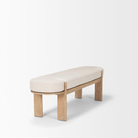 Mercana Sohan Light Brown Elm Wood w/ Oatmeal Fabric Bench