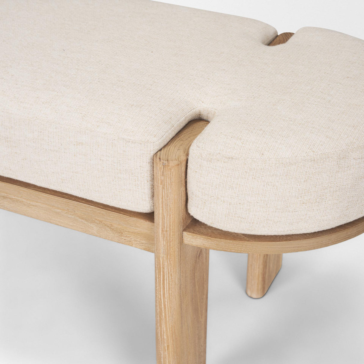Mercana Sohan Light Brown Elm Wood w/ Oatmeal Fabric Bench