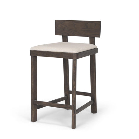 Mercana Soren Dark Brown Wood w/ Oatmeal Fabric Counter Stool