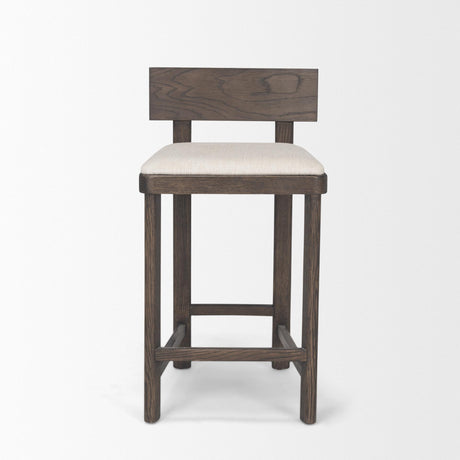 Mercana Soren Dark Brown Wood w/ Oatmeal Fabric Counter Stool