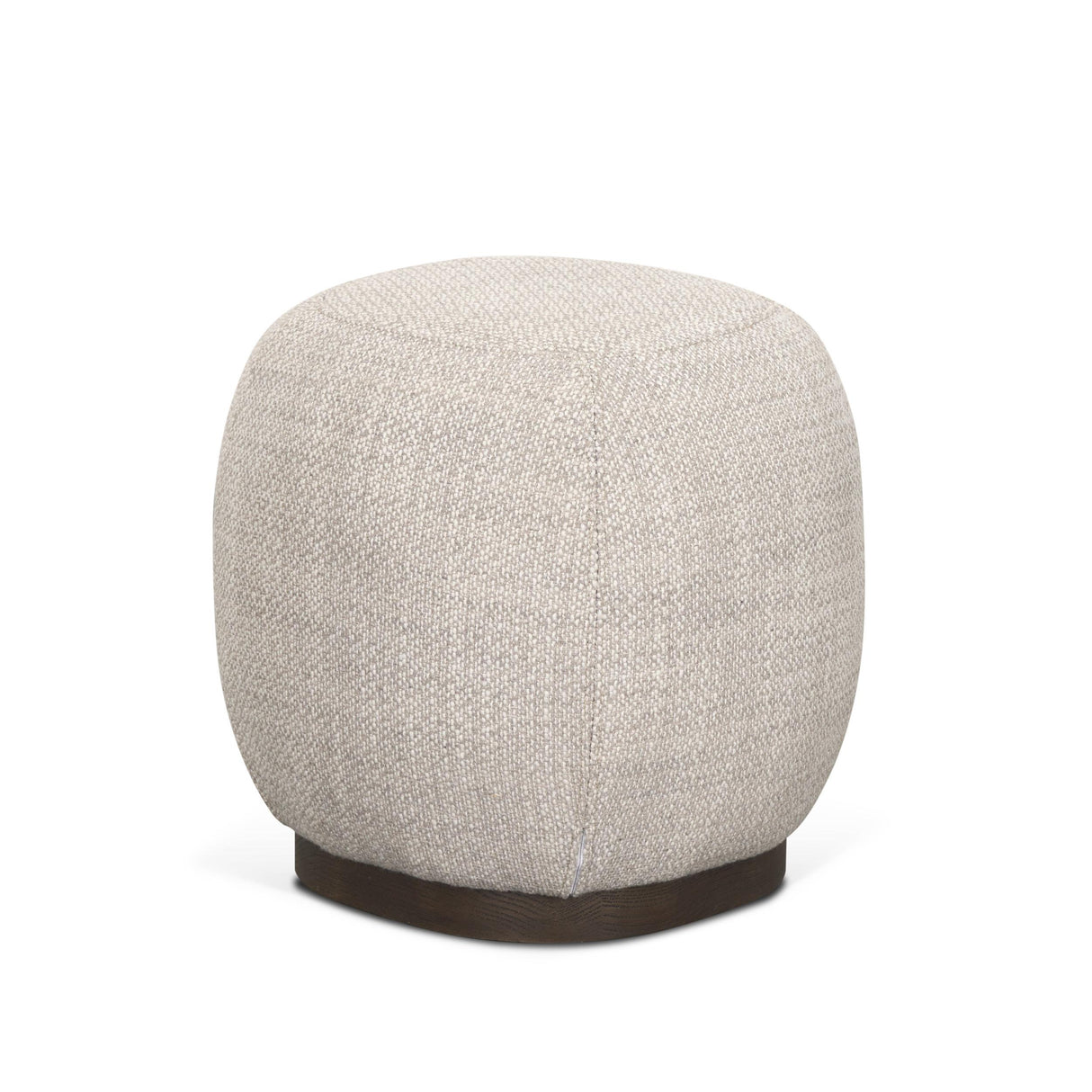 Mercana Siren Gray Fabric w/ Dark Brown Wood Round Accent Stool