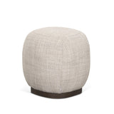 Mercana Siren Gray Fabric w/ Dark Brown Wood Round Accent Stool