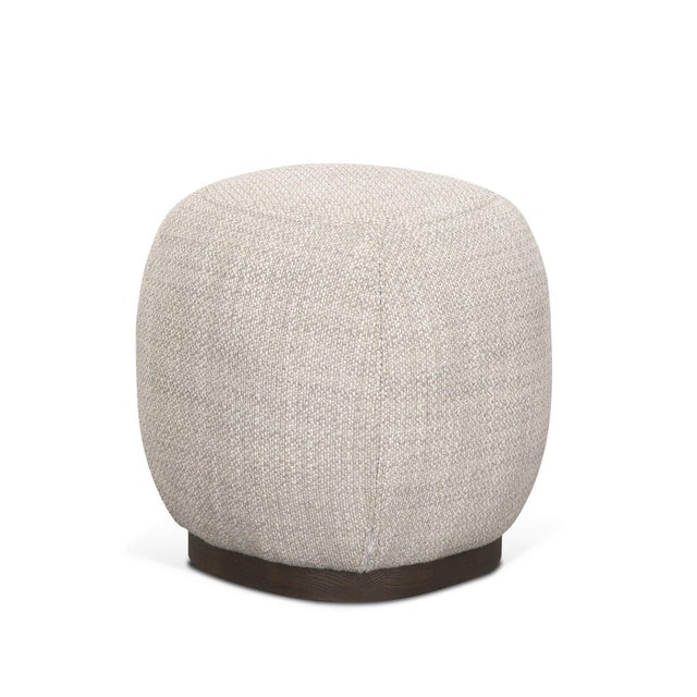 Mercana Siren Gray Fabric w/ Dark Brown Wood Round Accent Stool