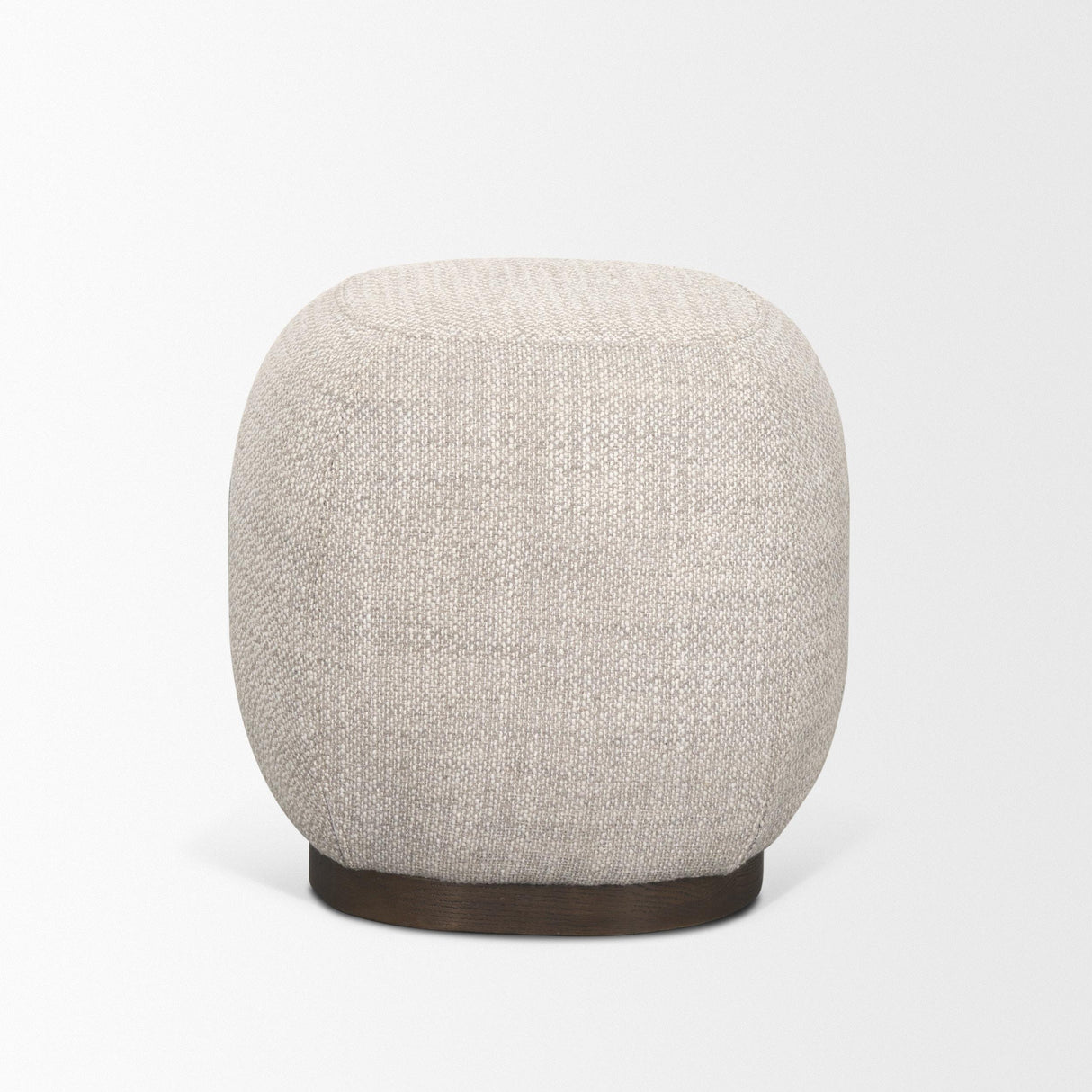 Mercana Siren Gray Fabric w/ Dark Brown Wood Round Accent Stool