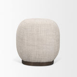 Mercana Siren Gray Fabric w/ Dark Brown Wood Round Accent Stool