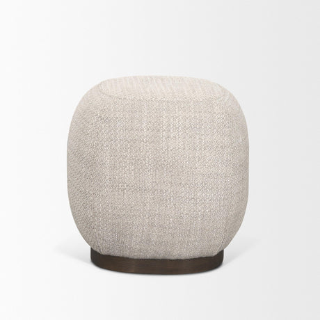 Mercana Siren Gray Fabric w/ Dark Brown Wood Round Accent Stool