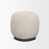 Mercana Siren Gray Fabric w/ Dark Brown Wood Round Accent Stool
