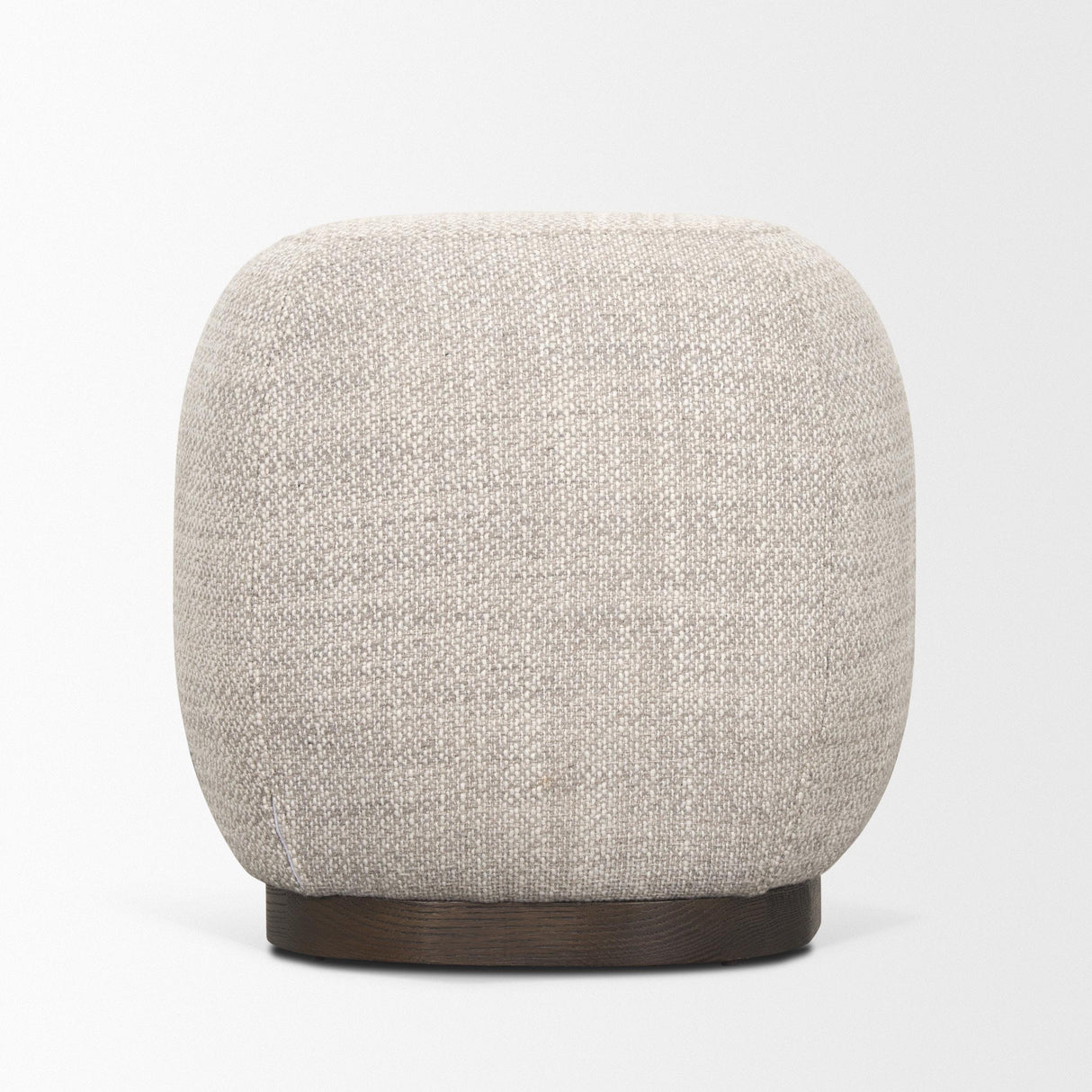 Mercana Siren Gray Fabric w/ Dark Brown Wood Round Accent Stool