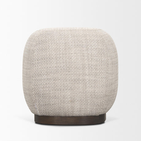 Mercana Siren Gray Fabric w/ Dark Brown Wood Round Accent Stool