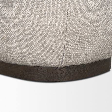 Mercana Siren Gray Fabric w/ Dark Brown Wood Round Accent Stool