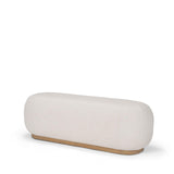 Mercana Siren Cream Fabric w/ Light Brown Wood Oblong Bench