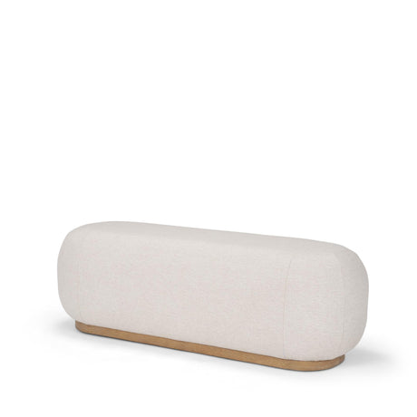 Mercana Siren Cream Fabric w/ Light Brown Wood Oblong Bench