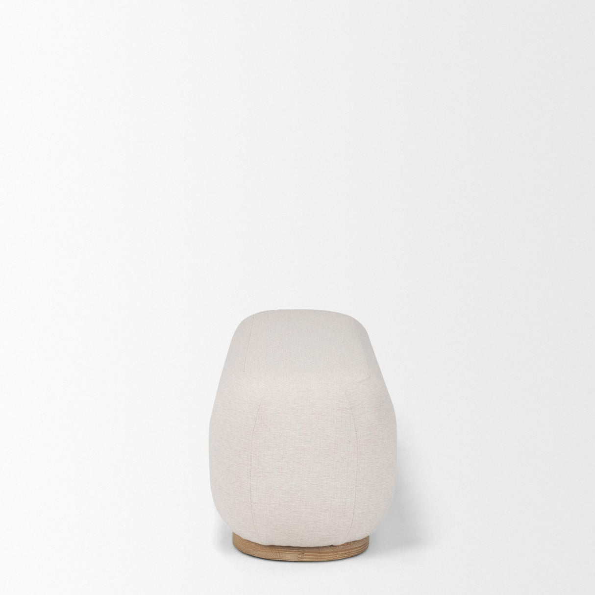 Mercana Siren Cream Fabric w/ Light Brown Wood Oblong Bench