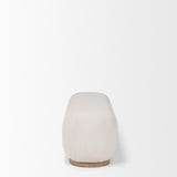 Mercana Siren Cream Fabric w/ Light Brown Wood Oblong Bench