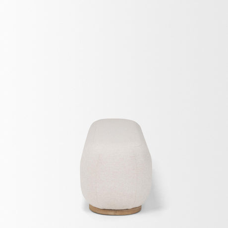 Mercana Siren Cream Fabric w/ Light Brown Wood Oblong Bench