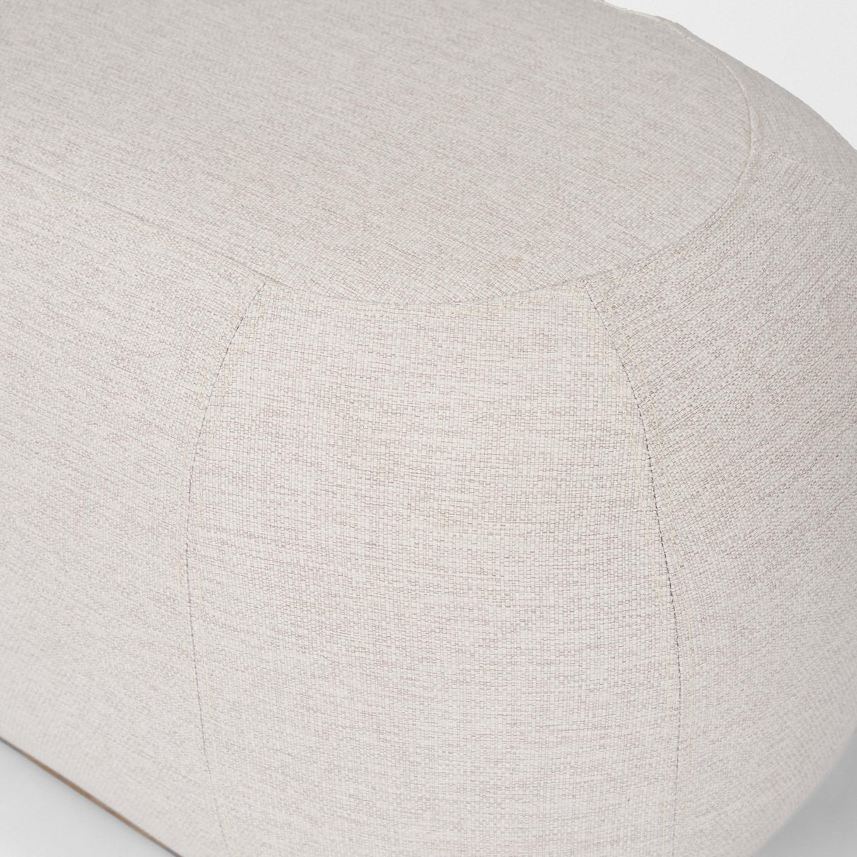 Mercana Siren Cream Fabric w/ Light Brown Wood Oblong Bench