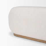 Mercana Siren Cream Fabric w/ Light Brown Wood Oblong Bench