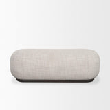 Mercana Siren Gray Fabric w/ Dark Brown Wood Oblong Bench