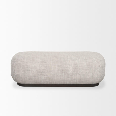 Mercana Siren Gray Fabric w/ Dark Brown Wood Oblong Bench
