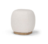 Mercana Siren Cream Fabric w/ Light Brown Wood Round Accent Stool