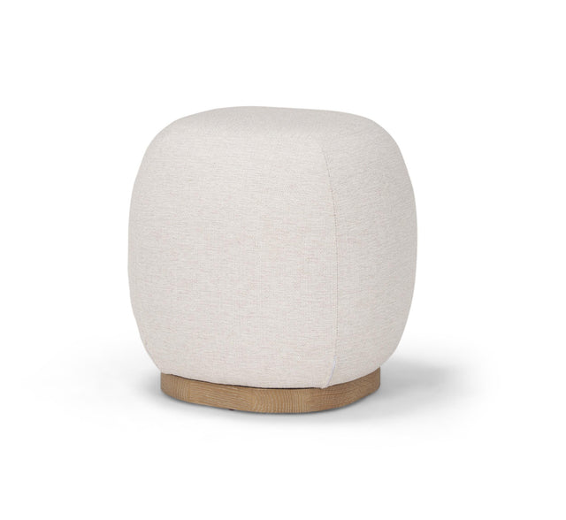 Mercana Siren Cream Fabric w/ Light Brown Wood Round Accent Stool