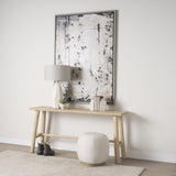 Mercana Siren Cream Fabric w/ Light Brown Wood Round Accent Stool