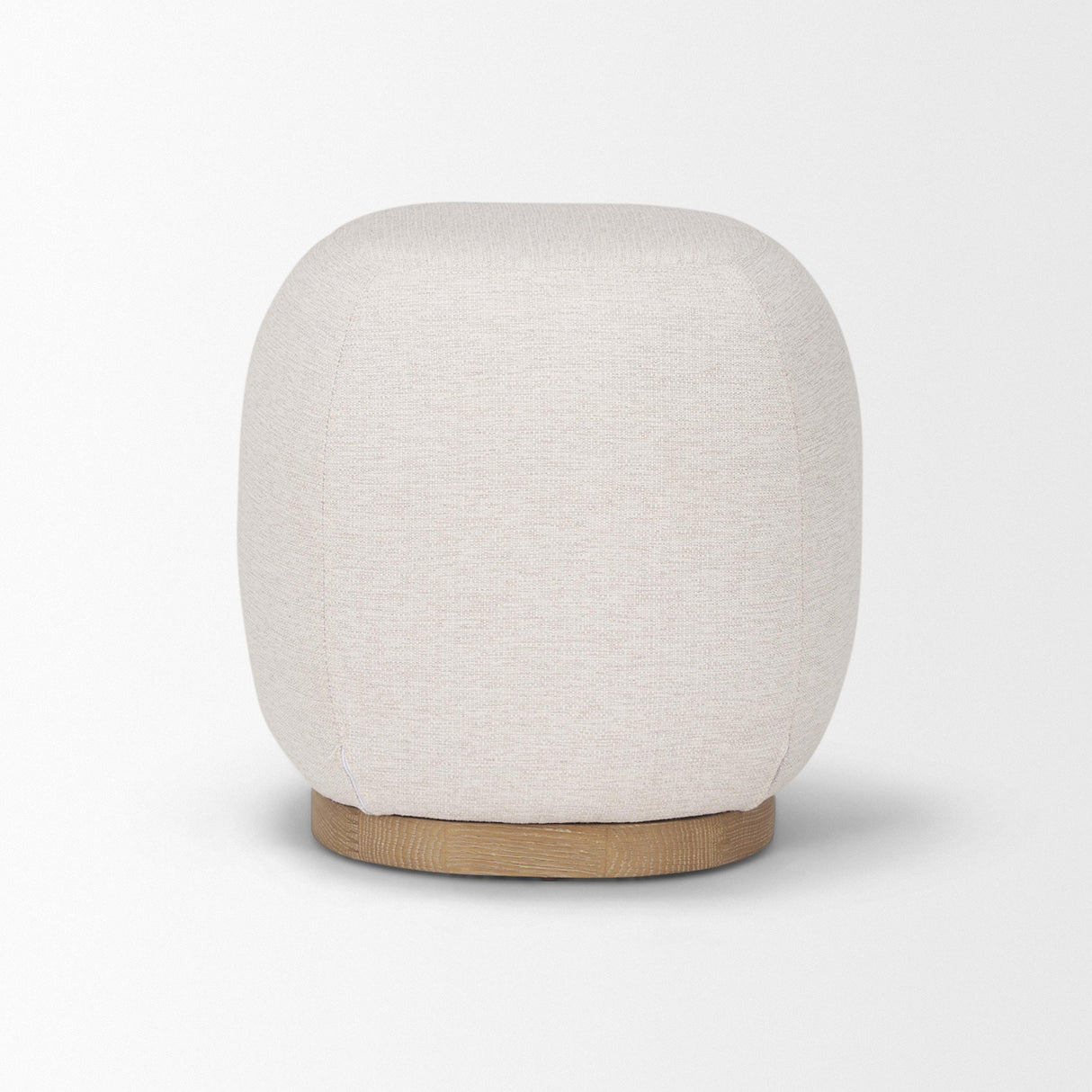 Mercana Siren Cream Fabric w/ Light Brown Wood Round Accent Stool