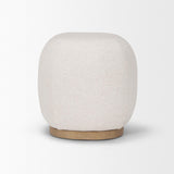 Mercana Siren Cream Fabric w/ Light Brown Wood Round Accent Stool
