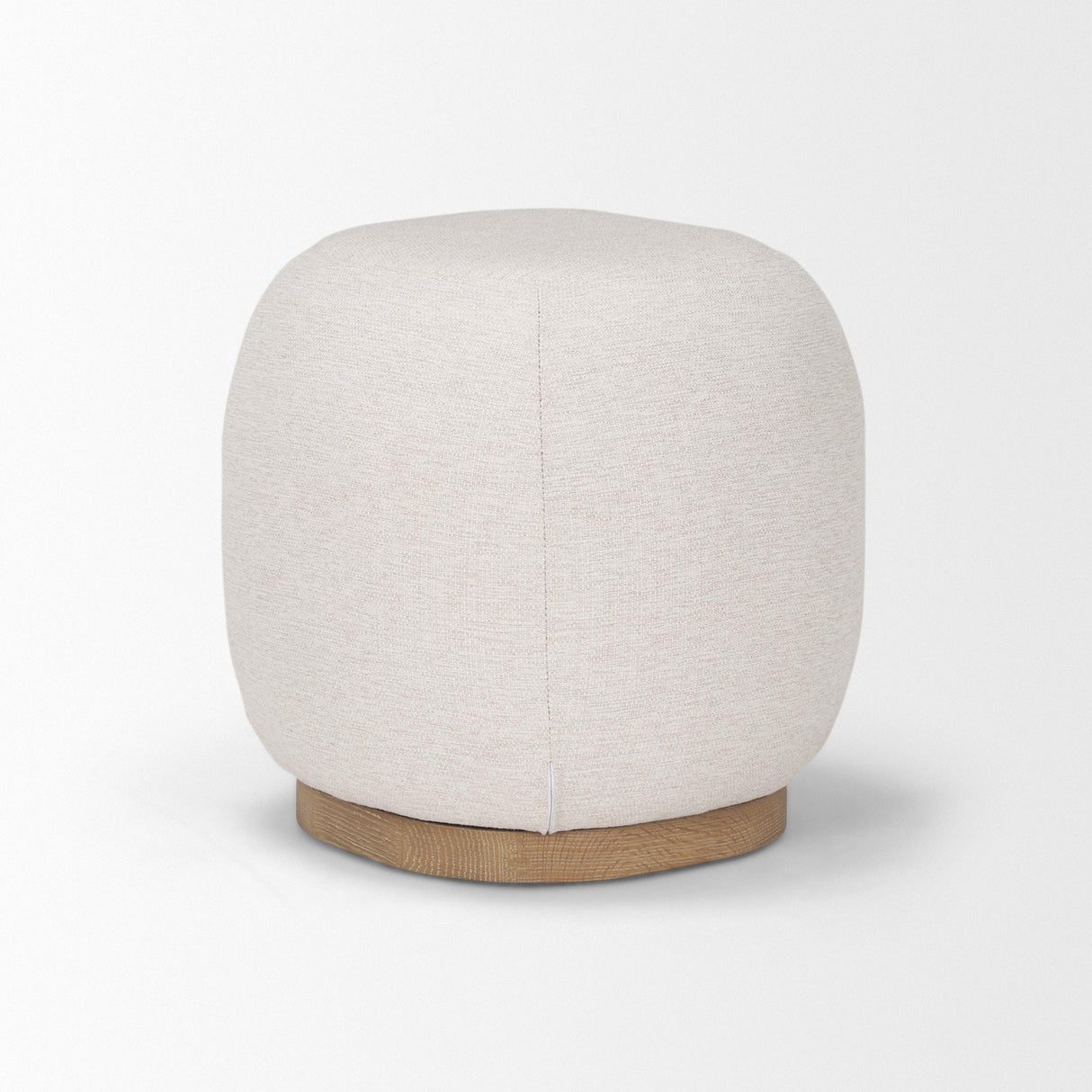 Mercana Siren Cream Fabric w/ Light Brown Wood Round Accent Stool