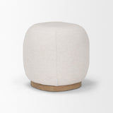 Mercana Siren Cream Fabric w/ Light Brown Wood Round Accent Stool