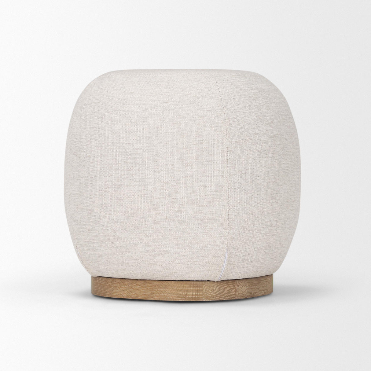 Mercana Siren Cream Fabric w/ Light Brown Wood Round Accent Stool