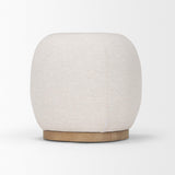 Mercana Siren Cream Fabric w/ Light Brown Wood Round Accent Stool