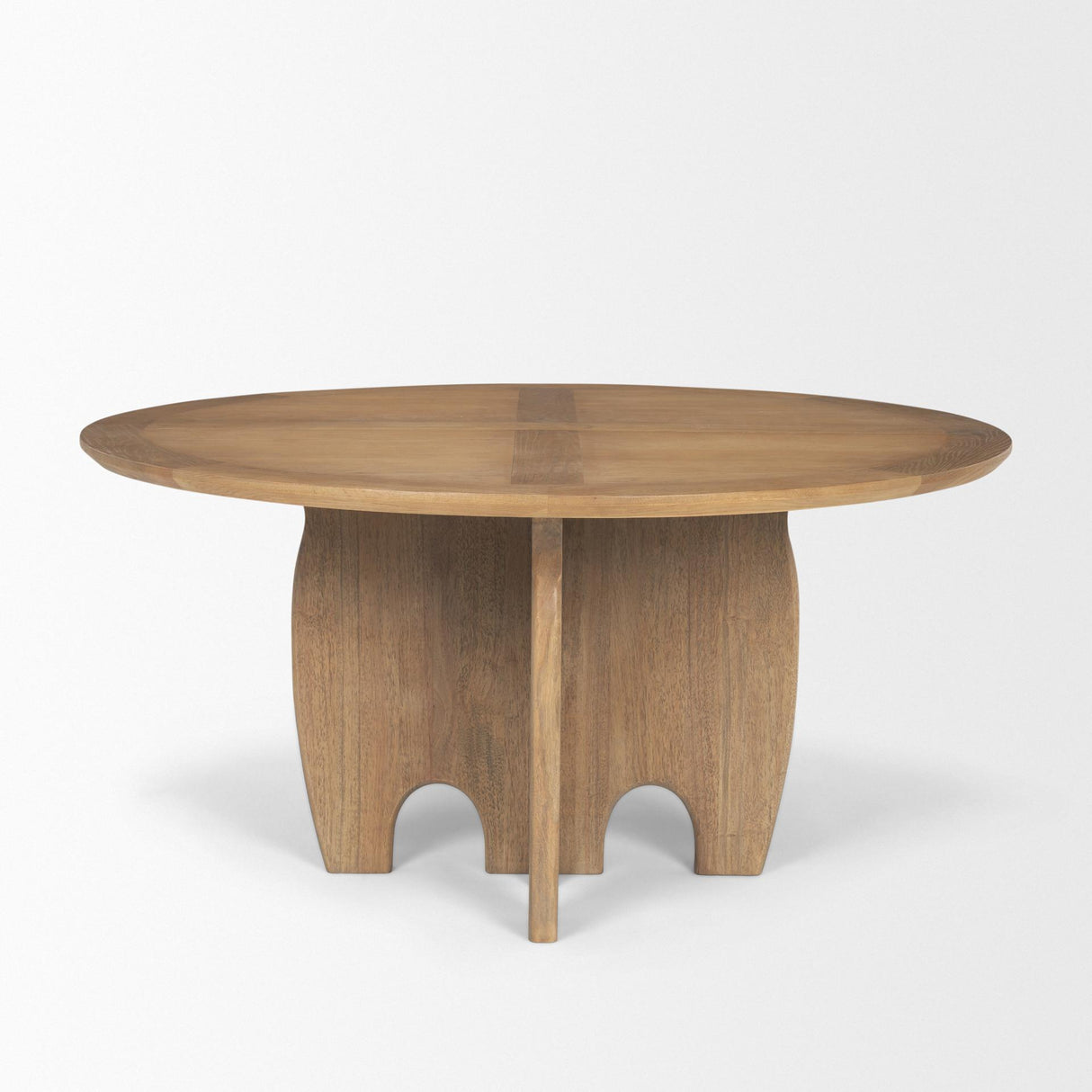 Mercana Sonomi Brown Solid Rubber Wood w/ Round Oak Tabletop Dining Table