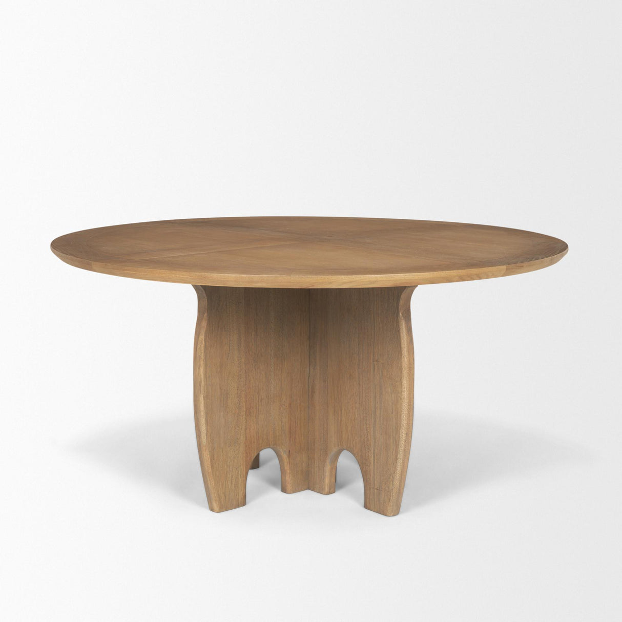 Mercana Sonomi Brown Solid Rubber Wood w/ Round Oak Tabletop Dining Table