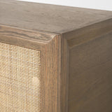 Mercana Sina Brown Oak Wood w/ Natural Rattan 4 Door Sideboard