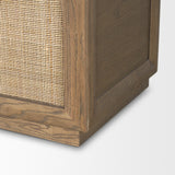 Mercana Sina Brown Oak Wood w/ Natural Rattan 4 Door Sideboard