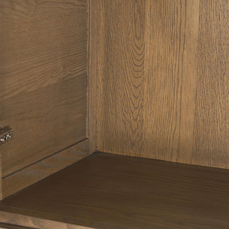 Mercana Sina Brown Oak Wood w/ Natural Rattan 2 Door Curio Cabinet