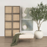 Mercana Sina Brown Oak Wood w/ Natural Rattan 2 Door Curio Cabinet