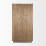 Mercana Sina Brown Oak Wood w/ Natural Rattan 2 Door Curio Cabinet