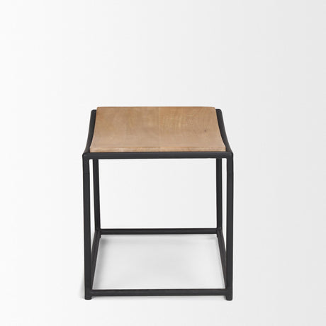 Mercana Taniel Light Brown Wood w/ Black Metal Stool